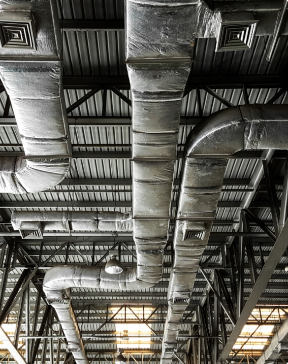 Interior HVAC setup along the ceiling