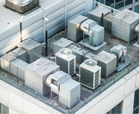 Rooftop HVAC setup in Edmonton