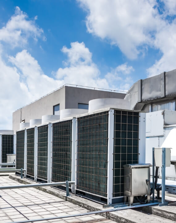 Rooftop HVAC setup in Edmonton