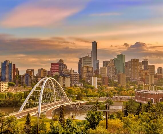 Edmonton skyline at dawn